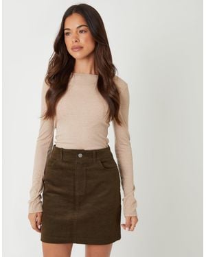 Threadbare Corduroy Mini Skirt - Brown