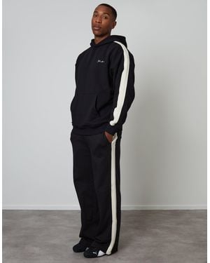 Threadbare Wide Leg Side Stripe Joggers - Black