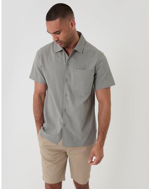 Threadbare Textured Cotton Short Sleeve Shirt - Grey
