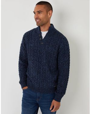Threadbare Funnel Neck Cable Knit Jumper - Blue