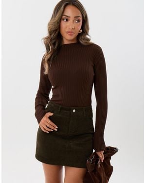 Threadbare Corduroy Mini Skirt - Brown