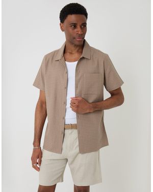 Threadbare Textured Cotton Short Sleeve Shirt - Natural