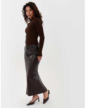 Threadbare Faux Leather Maxi Skirt - White