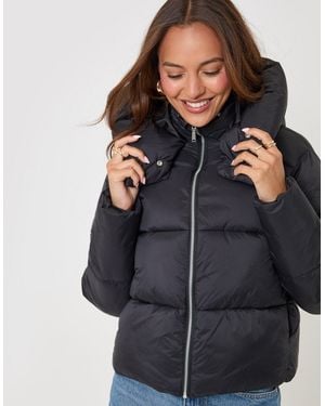 Threadbare Petite Showerproof Funnel Neck Puffer Coat - Blue