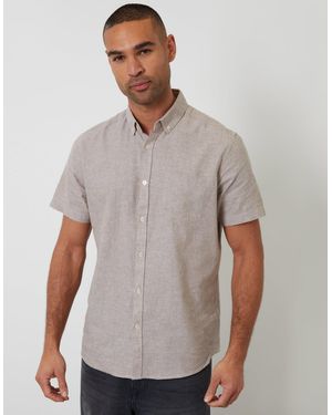 Threadbare Short Sleeve Linen Blend Shirt - Grey