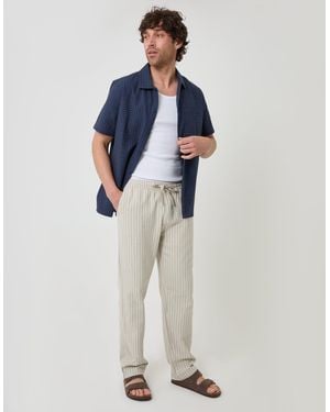 Threadbare Straight Fit Cotton Trousers - Blue