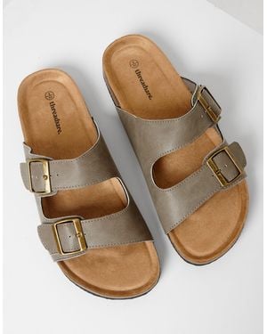 Threadbare Slip On Two Buckle Strap Sandals - Natural