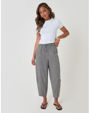 Threadbare High Waisted Barrel Leg Trousers - Grey