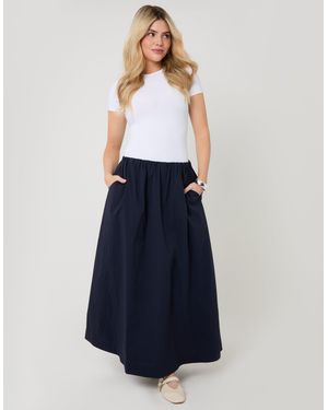 Threadbare Gathered Waist Maxi Skirt - Blue