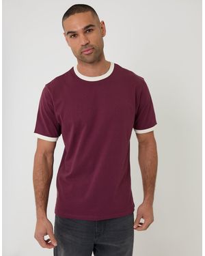Threadbare Cotton Ringer T-Shirt - Red
