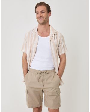 Threadbare Regular Fit Textured Cargo Shorts - Natural