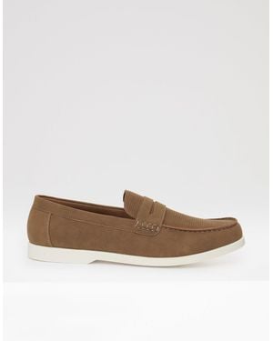 Threadbare Textured Faux Suede Penny Loafers - White