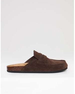 Threadbare Faux Suede Penny Loafer Sandals - Brown
