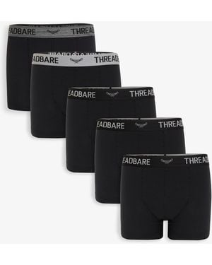Threadbare 5 Pack Hipster Fit Boxer Shorts - Black