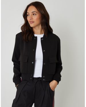 Threadbare Patch Pocket Bomber Jacket - Black