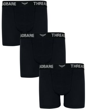 Threadbare 3 Pack Hipster Fit Boxer Shorts - Black