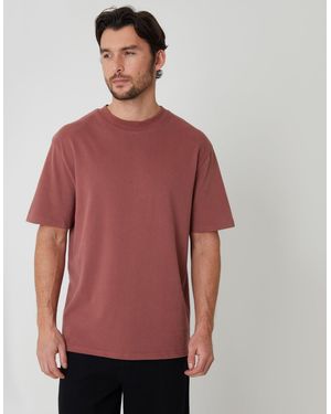 Threadbare Relaxed Fit Peached Cotton T-Shirt - Red