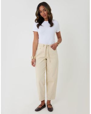 Threadbare Petite Belted Barrel Leg Jeans - Natural