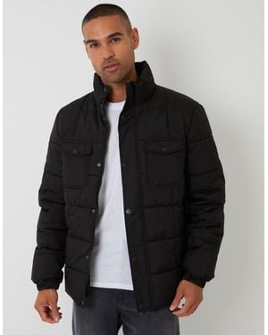 Threadbare Padded Funnel Neck Jacket - Black