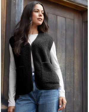 Threadbare Reversible Fleece Borg Gilet - Black