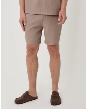 Threadbare Regular Fit Ribbed Shorts - Natural