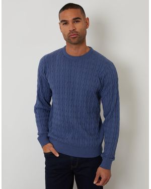 Threadbare Cable Knit Crew Neck Jumper - Blue