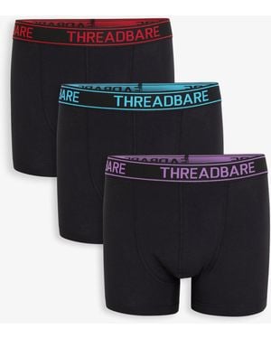 Threadbare 3 Pack Hipster Fit Boxer Shorts - Black