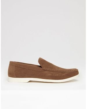 Threadbare Faux Suede Slip On Loafers - Brown