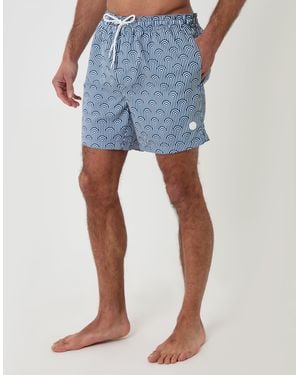 Threadbare Geo Arch Print Quick Dry Swim Shorts - Blue