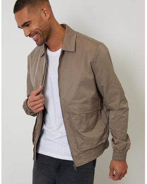 Threadbare Showerproof Patch Pocket Zip Up Collared Jacket - Brown