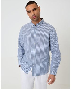 Threadbare Linen Cotton Blend Long Sleeve Shirt - Blue