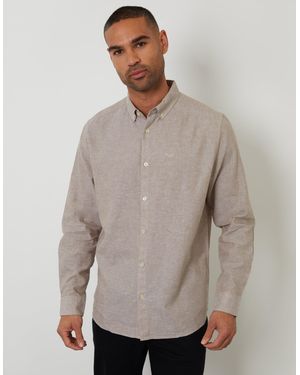 Threadbare Long Sleeve Linen Blend Shirt - Grey