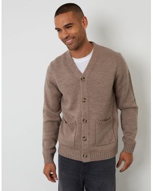 Threadbare Knitted V-Neck Cardigan - Brown