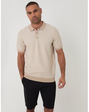 Threadbare Textured Knitted Polo - Natural