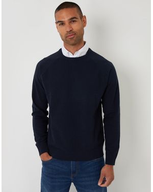 Threadbare Mock Shirt Raglan Knitted Jumper - Blue