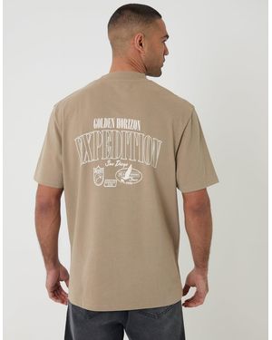 Threadbare Relaxed Fit Expedition Peached Cotton T-Shirt - Natural