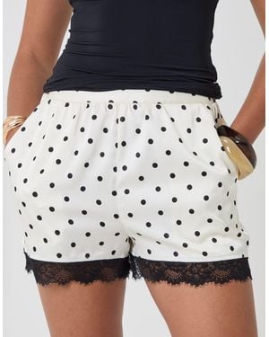 Threadbare Satin Lace Trim Co-Ord Shorts - Black