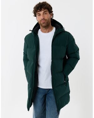 Threadbare Showerproof Longline Puffer Coat - Green