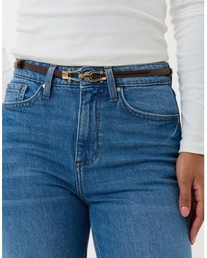Threadbare Faux Leather Belt With Horsebit Buckle - Brown