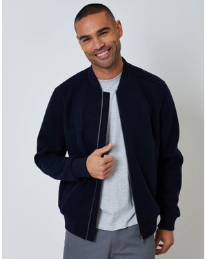 Threadbare Faux Wool Bomber Jacket - Blue