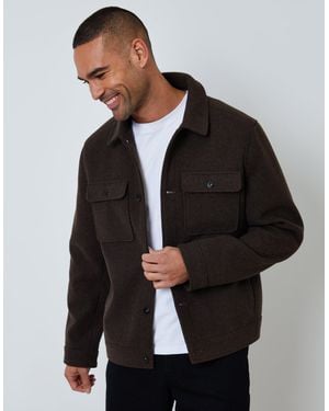 Threadbare Brushed Button Up Shacket - Black