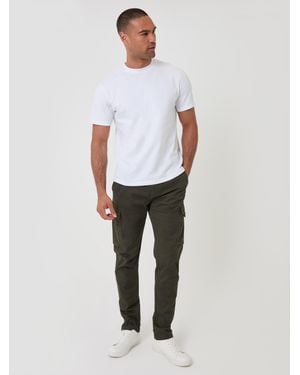 Threadbare Slim Fit Cargo Style Trousers - White