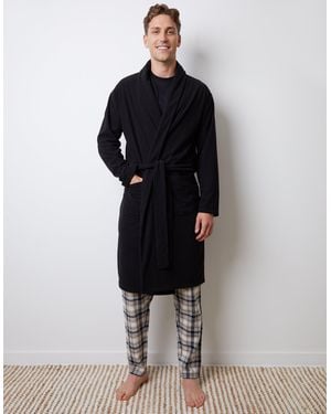 Threadbare Waffle Fleece Dressing Gown - Black