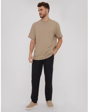 Threadbare Linen Blend Drawcord Trousers - Black