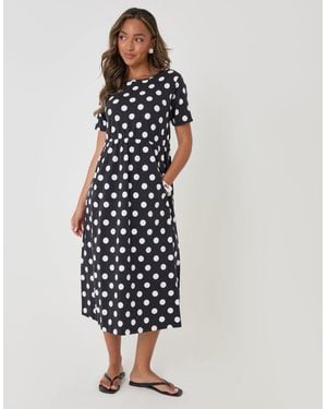 Threadbare Pure Cotton Midi Smock Dress With Pockets - White