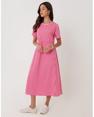 Threadbare Pure Cotton Midi Smock Dress With Pockets - Pink