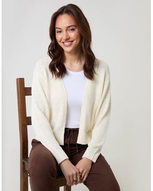 Threadbare Dropped Shoulder Open Cardigan - Natural