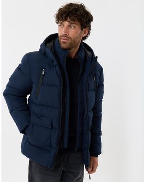 Threadbare Showerproof Padded Double Zip Coat - Blue