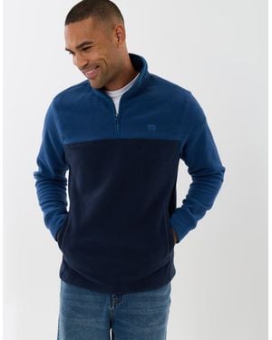 Threadbare Colourblock Quarter Zip Micro Fleece - Blue