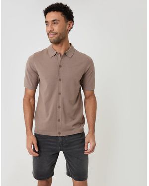 Threadbare Knitted Short Sleeve Shirt - Grey